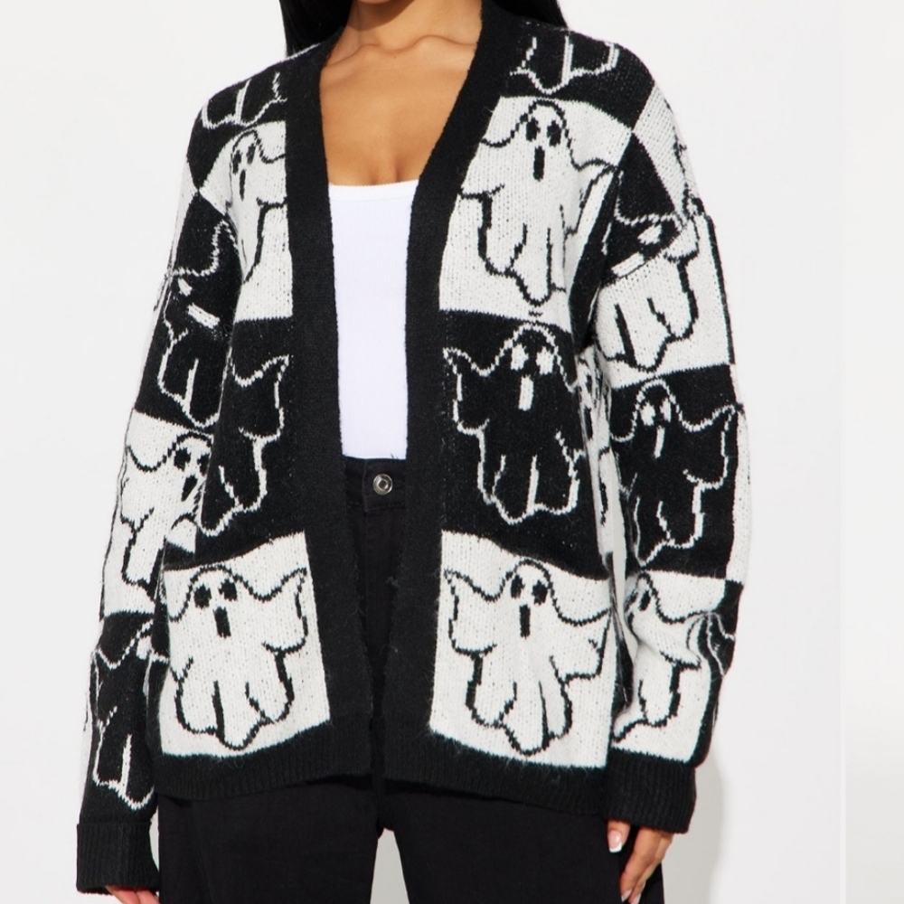 Fashion Nova Black and White Ghost Cardigan
